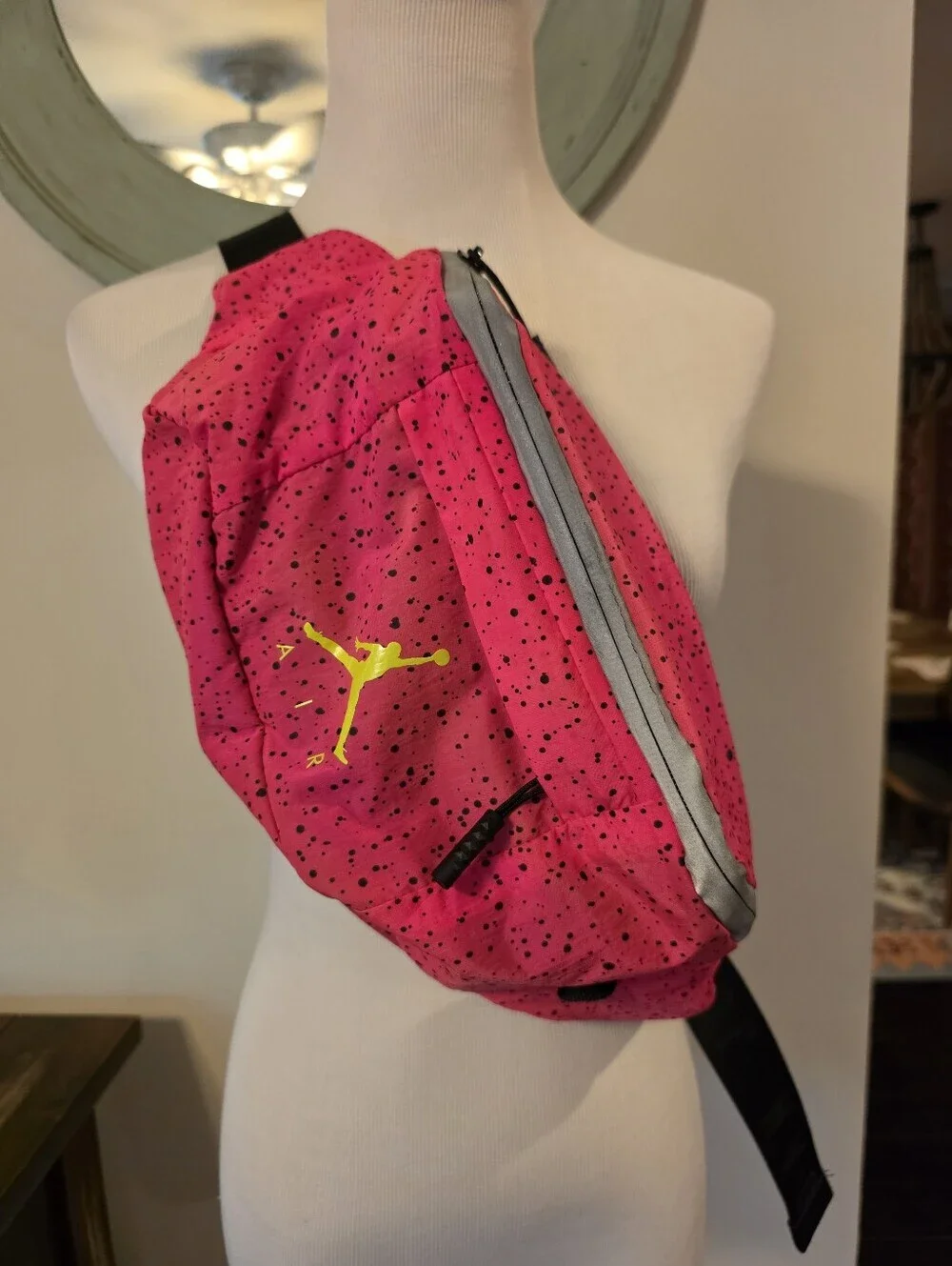 Jordan Jumpman Pink Speckled Print Sling Bag Adjustable Strap Padded Comfort